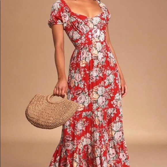 Auguste the label reverie red floral dress - Picture 1 of 7